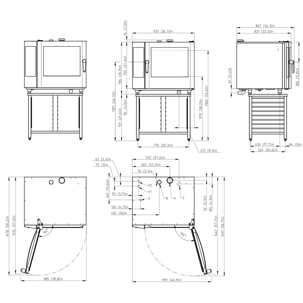 Пароконвектомат Retigo B611I VISION II 600x400 с держателем AC19-3090